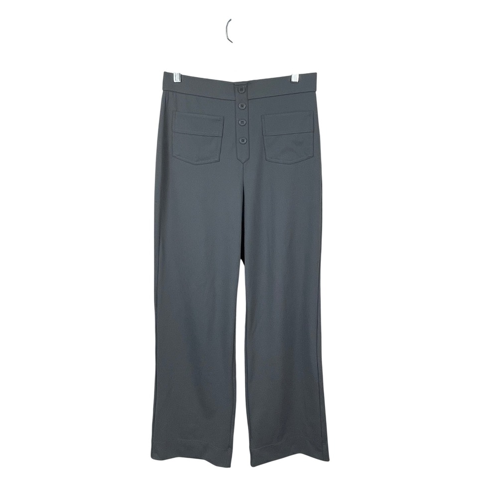 Halara Womens Gray High Waisted Wide Leg Button Fly Tall Pants Size L NWT